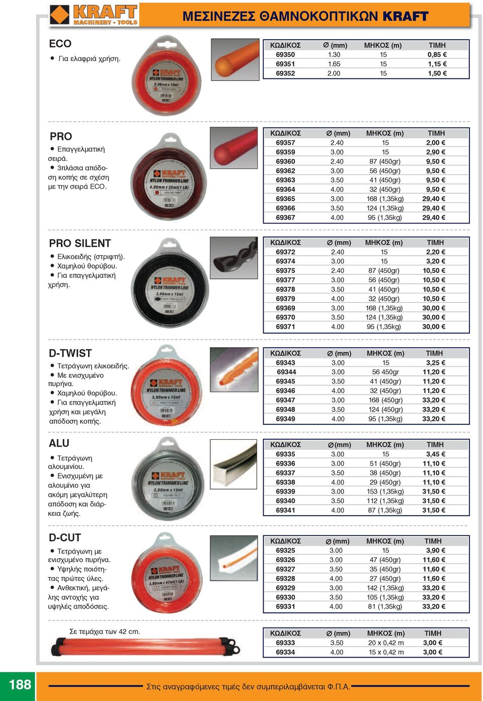 40 87 (450gr) 9,50 69362 3.00 56 (450gr) 9,50 69363 3.50 41 (450gr) 9,50 69364 4.00 32 (450gr) 9,50 69365 3.00 168 (1,35kg) 29,40 69366 3.50 124 (1,35kg) 29,40 69367 4.