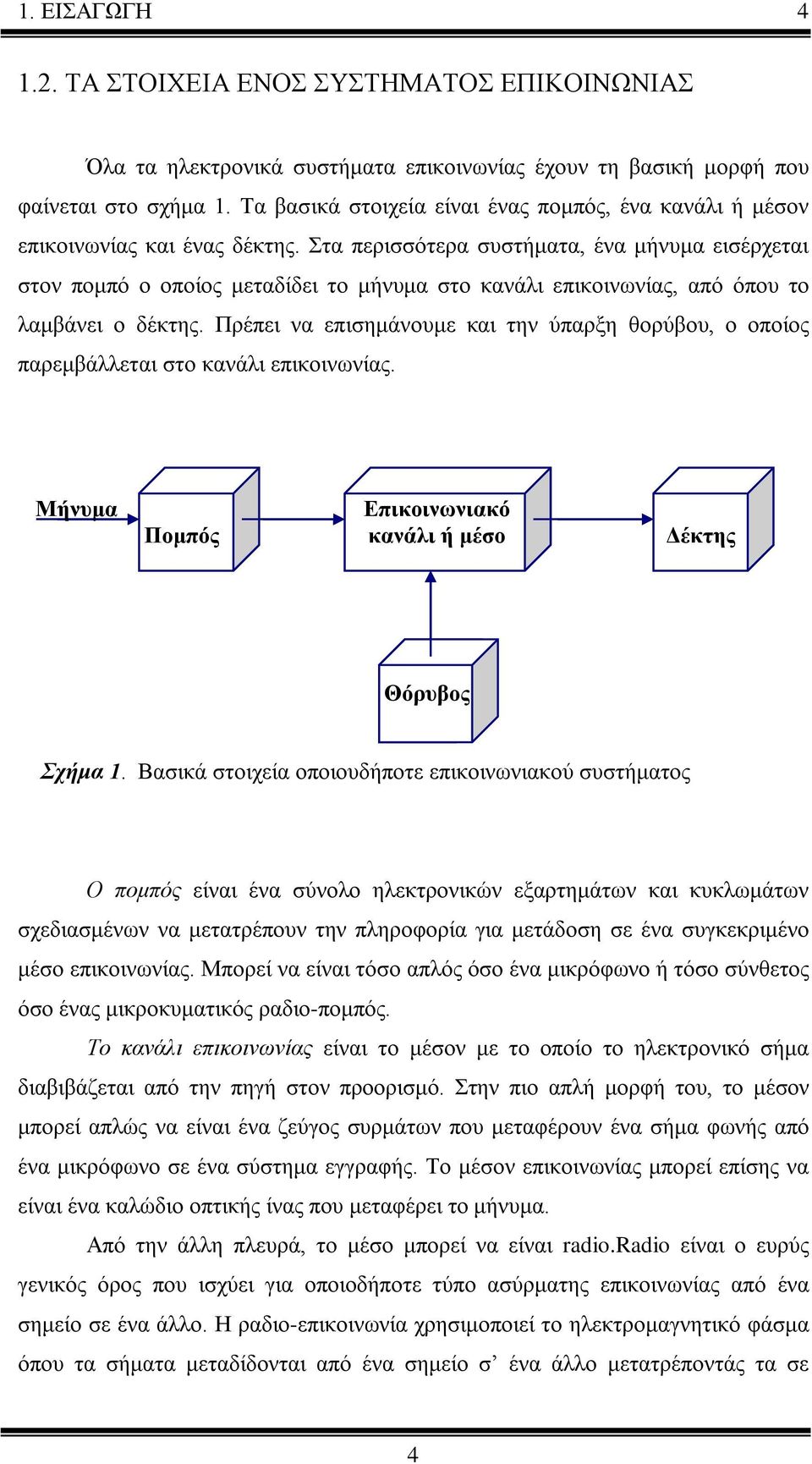 Στα περισσότερα συστήματα, ένα μήνυμα εισέρχεται στον πομπό ο οποίος μεταδίδει το μήνυμα στο κανάλι επικοινωνίας, από όπου το λαμβάνει ο δέκτης.