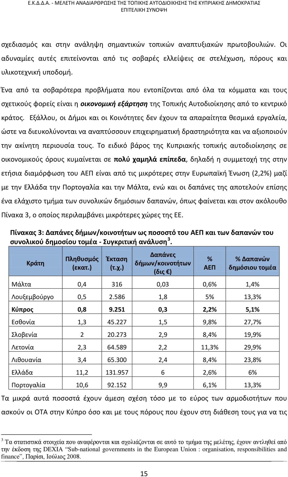 Εξάλλου, οι Δήμοι και οι Κοινότητες δεν έχουν τα απαραίτητα θεσμικά εργαλεία, ώστε να διευκολύνονται να αναπτύσσουν επιχειρηματική δραστηριότητα και να αξιοποιούν την ακίνητη περιουσία τους.