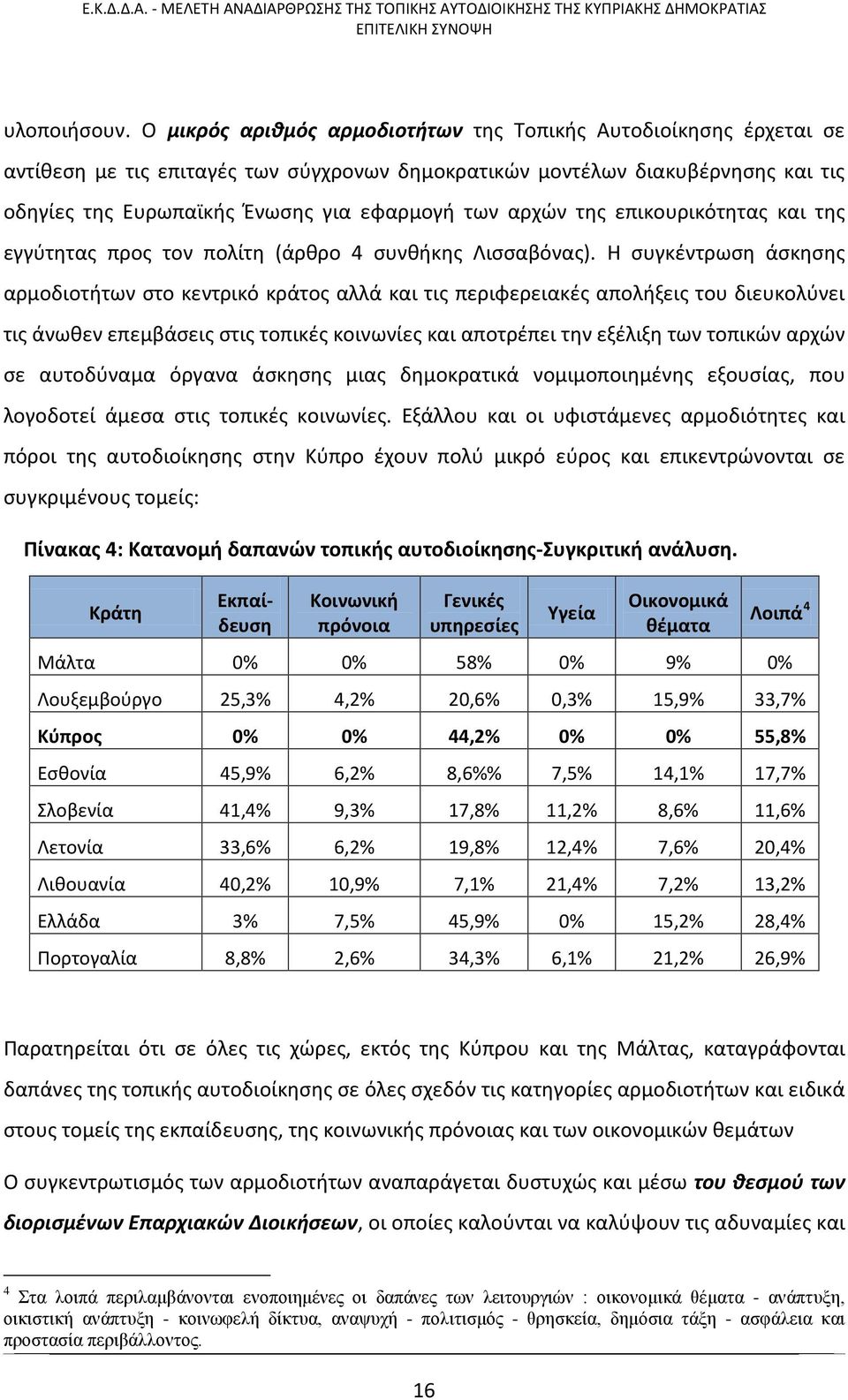 αρχών της επικουρικότητας και της εγγύτητας προς τον πολίτη (άρθρο 4 συνθήκης Λισσαβόνας).