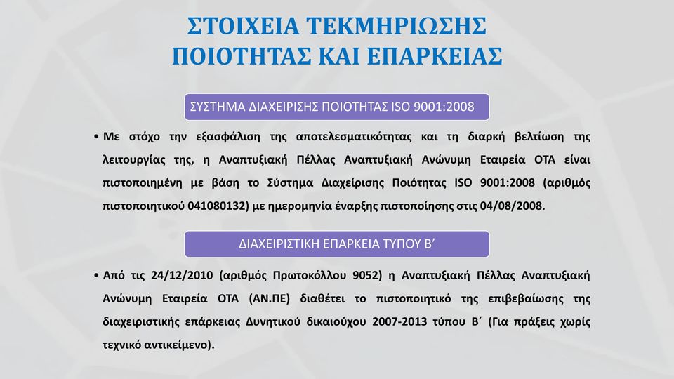 041080132) με ημερομηνία έναρξης πιστοποίησης στις 04/08/2008.