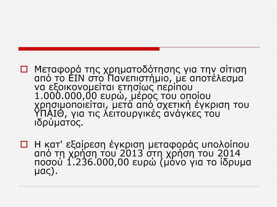 000,00 ευρώ, μέρος του οποίου χρησιμοποιείται, μετά από σχετική έγκριση του ΥΠΑΙΘ, για τις