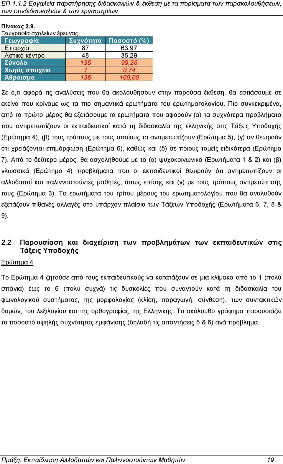 θα εστιάσουμε σε εκείνα που κρίναμε ως τα πιο σημαντικά ερωτήματα του ερωτηματολογίου.