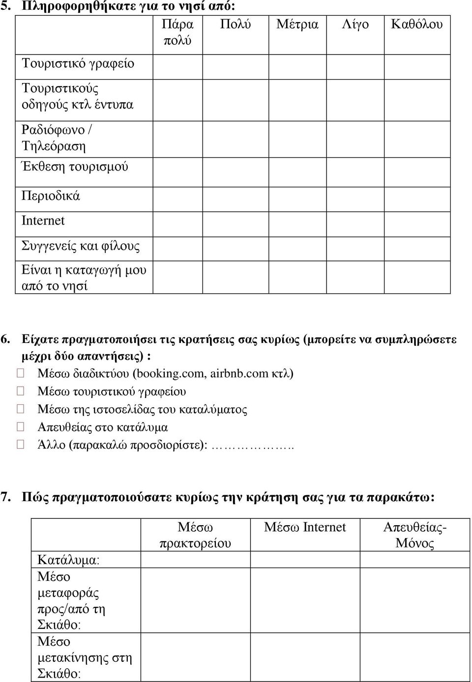 Είχατε πραγματοποιήσει τις κρατήσεις σας κυρίως (μπορείτε να συμπληρώσετε μέχρι δύο απαντήσεις) : Μέσω διαδικτύου (booking.com, airbnb.