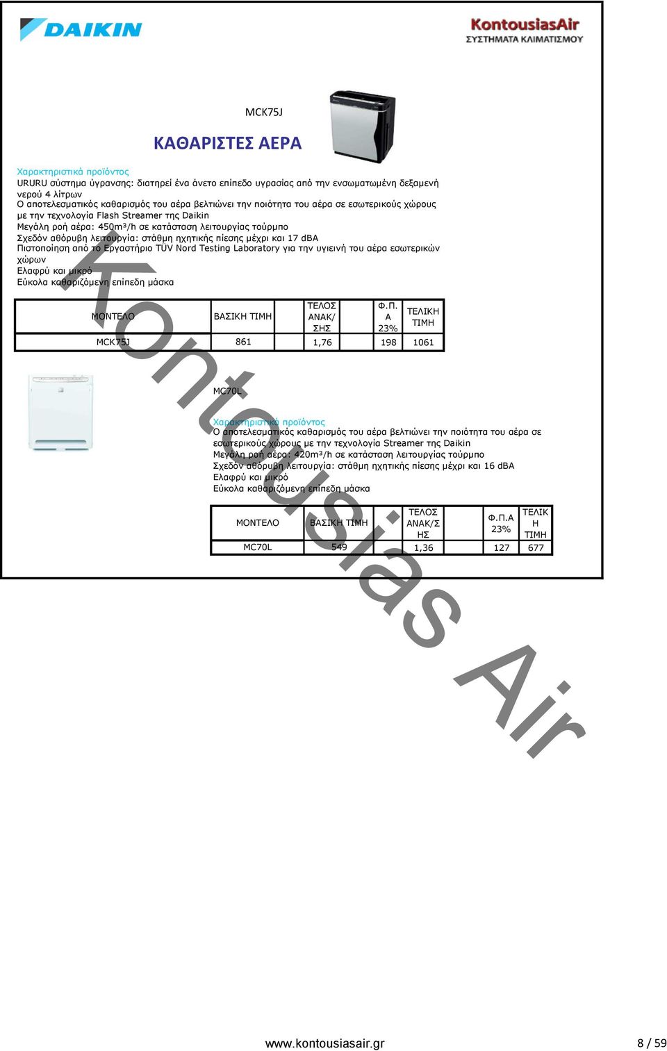 και 17 dba Πιστοποίηση από το Εργαστήριο TÜV Nord Testing Laboratory για την υγιεινή του αέρα εσωτερικών χώρων Ελαφρύ και μικρό Εύκολα καθαριζόμενη επίπεδη μάσκα ΜΟΝΤΕΛΟ MCK75J ΒΣΙΚΗ 861 ΤΕΛΟΣ ΝΚ/