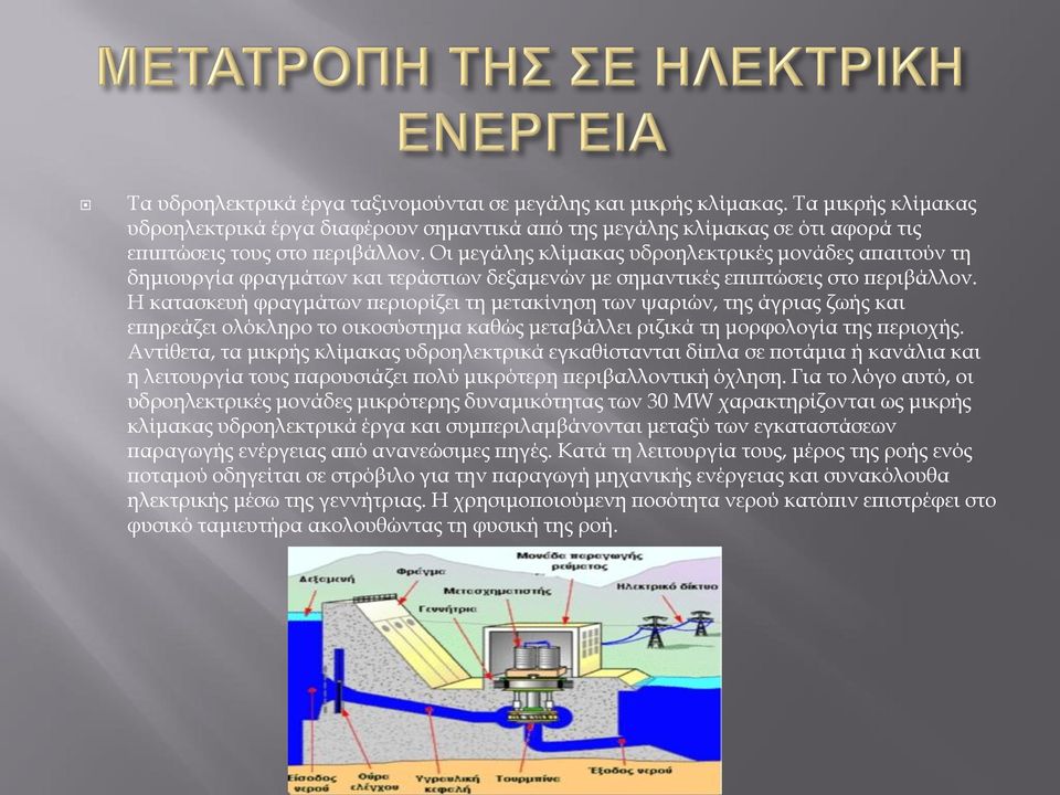 Η κατασκευή φραγμάτων περιορίζει τη μετακίνηση των ψαριών, της άγριας ζωής και επηρεάζει ολόκληρο το οικοσύστημα καθώς μεταβάλλει ριζικά τη μορφολογία της περιοχής.