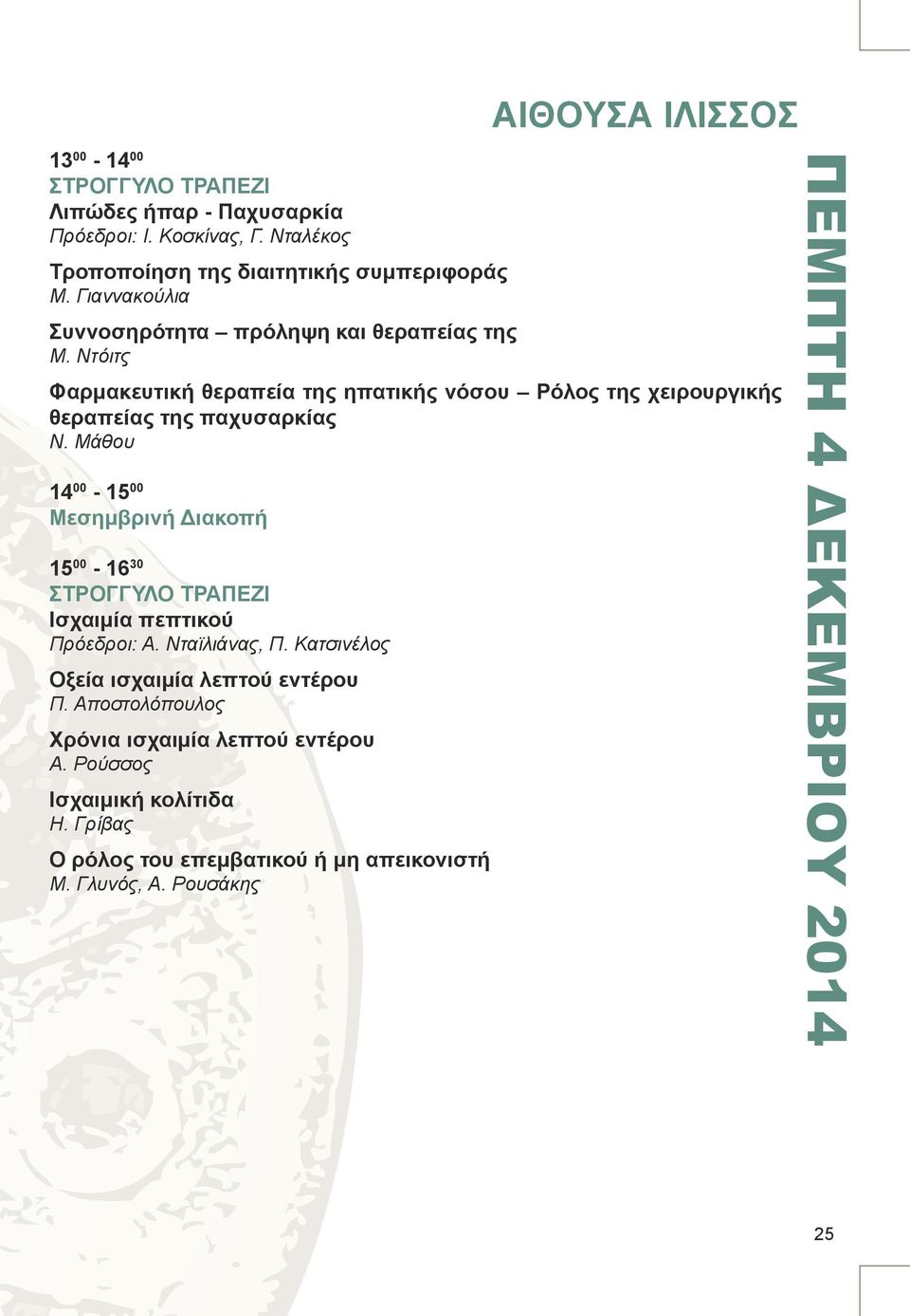 Ντόιτς ΑΙΘΟΥΣΑ ΙΛΙΣΣΟΣ Φαρμακευτική θεραπεία της ηπατικής νόσου Ρόλος της χειρουργικής θεραπείας της παχυσαρκίας Ν.