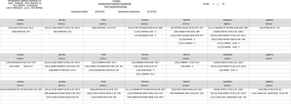 ALLEGRA 08:00-18:00 934 (127,59) ANKARA E (127,51) SAMSUN E (127,51) SAMSUN -19:00 E (127,59) ANKARA -19:00 E 10/04/11 11/04/11 12/04/11 13/04/11 14/04/11 15/04/11 16/04/11 (238) AMSTERDAM