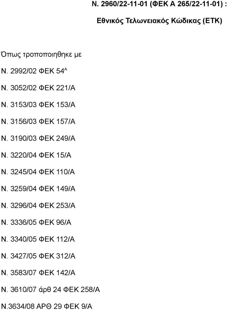 3220/04 ΦΕΚ 15/Α Ν. 3245/04 ΦΕΚ 110/Α Ν. 3259/04 ΦΕΚ 149/Α Ν. 3296/04 ΦΕΚ 253/Α Ν. 3336/05 ΦΕΚ 96/Α Ν.