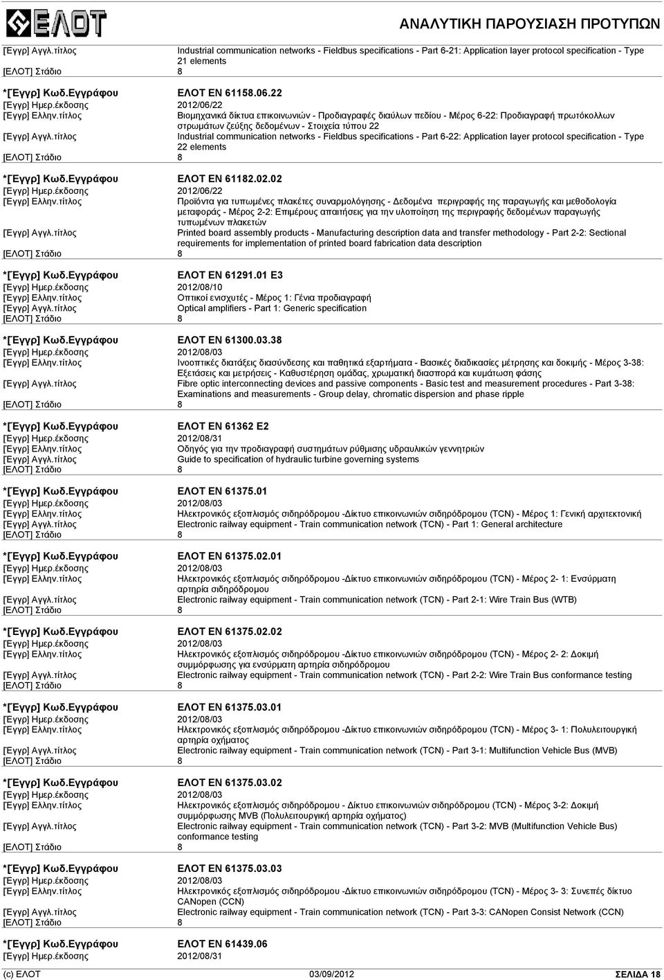 specifications - Part 6-22: Application layer protocol specification - Type 22 elements ΕΛΟΤ EN 61182.02.