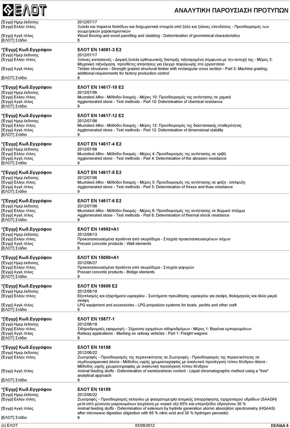 Determination of geometrical characteristics ΕΛΟΤ EN 14081-3 E2 έκδοσης 2012/07/17 Ξύλινες κατασκευές - οµική ξυλεία ορθογωνικής διατοµής ταξινοµηµένη σύµφωνα µε την αντοχή της - Μέρος 3: Μηχανική