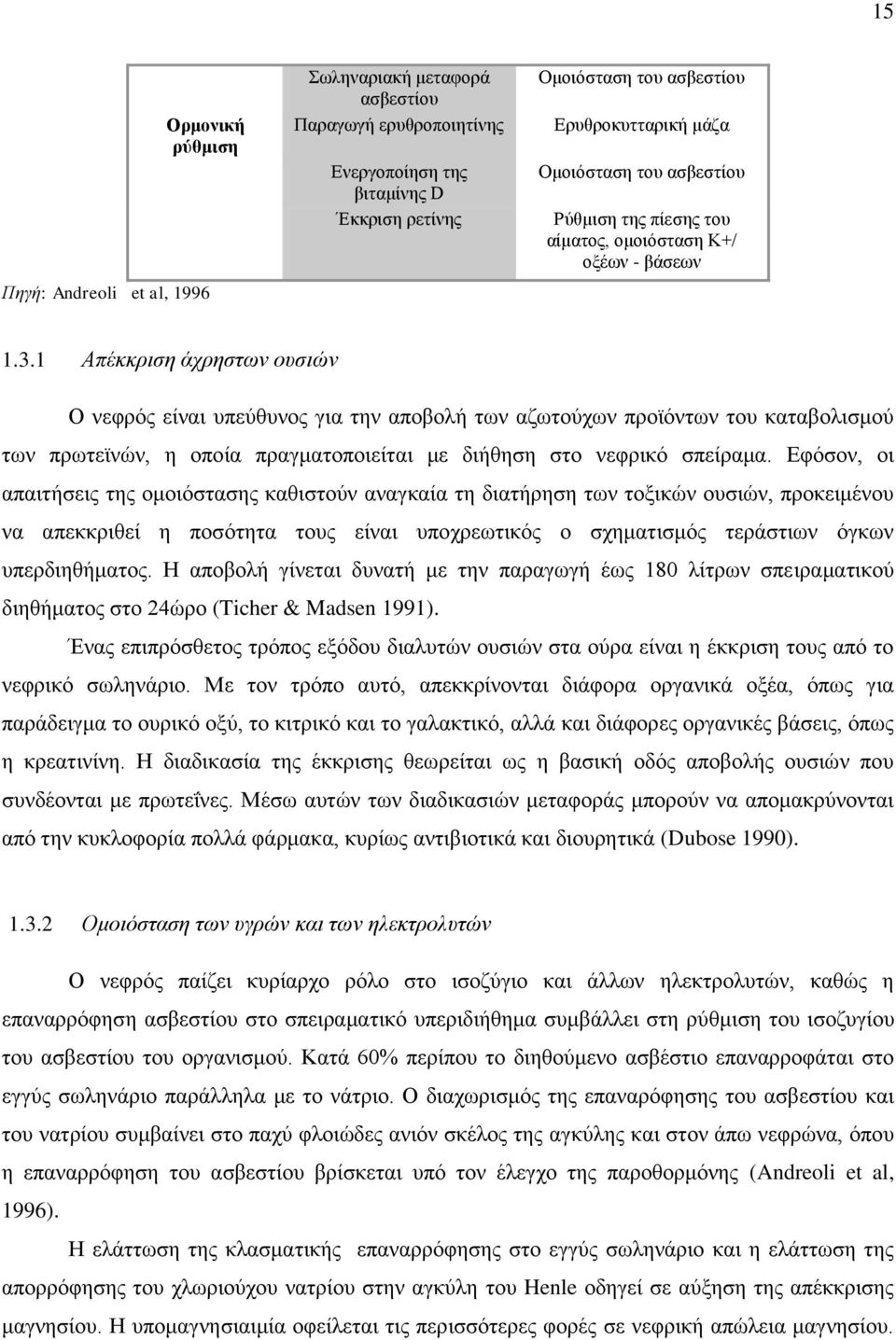 1 Απέκκριση άχρηστων ουσιών Ο νεφρός είναι υπεύθυνος για την αποβολή των αζωτούχων προϊόντων του καταβολισμού των πρωτεϊνών, η οποία πραγματοποιείται με διήθηση στο νεφρικό σπείραμα.