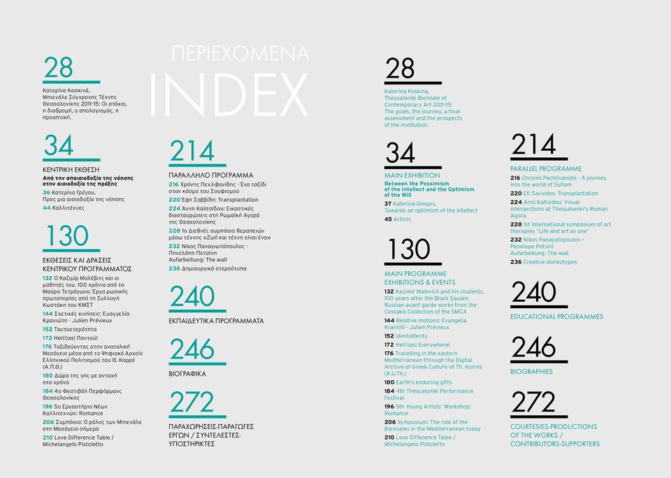 34 214 34 214 ΚΕΝΤΡΙΚΗ ΕΚΘΕΣΗ Από την απαισιοδοξία της νόησης στην αισιοδοξία της πράξης 36 Κατερίνα Γρέγου, Προς μια αισιοδοξία της νόησης 44 Καλλιτέχνες 130 ΕΚΘΕΣΕΙΣ ΚΑΙ ΔΡΑΣΕΙΣ ΚΕΝΤΡΙΚΟΥ