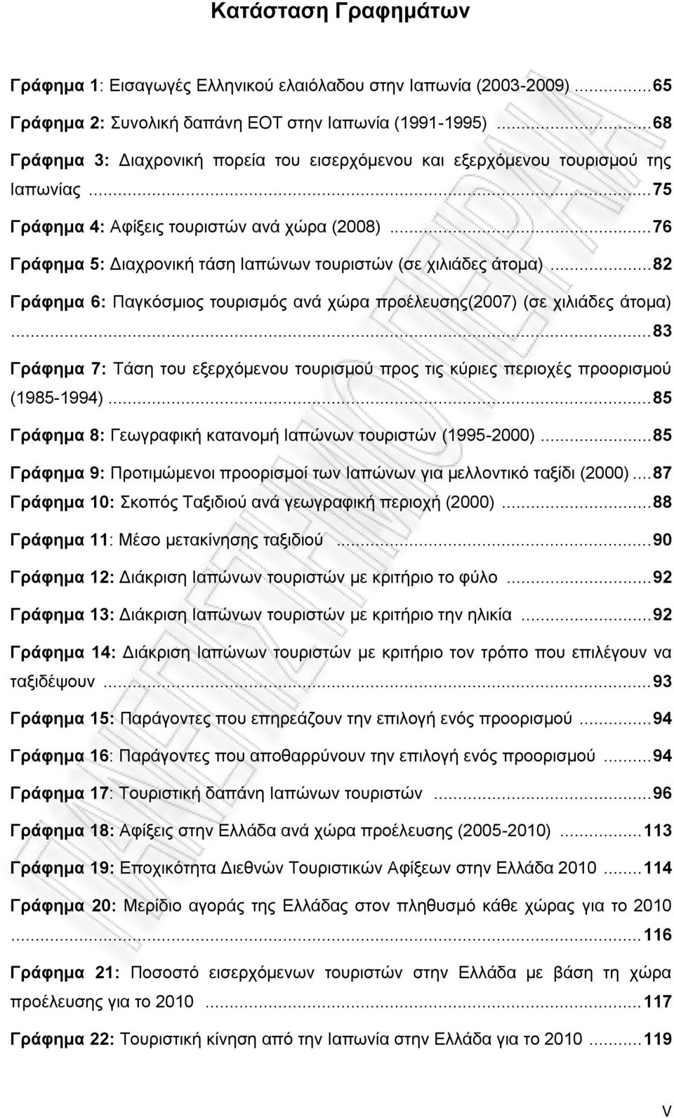 .. 76 Γράφημα 5: Διαχρονική τάση Ιαπώνων τουριστών (σε χιλιάδες άτομα)... 82 Γράφημα 6: Παγκόσμιος τουρισμός ανά χώρα προέλευσης(2007) (σε χιλιάδες άτομα).