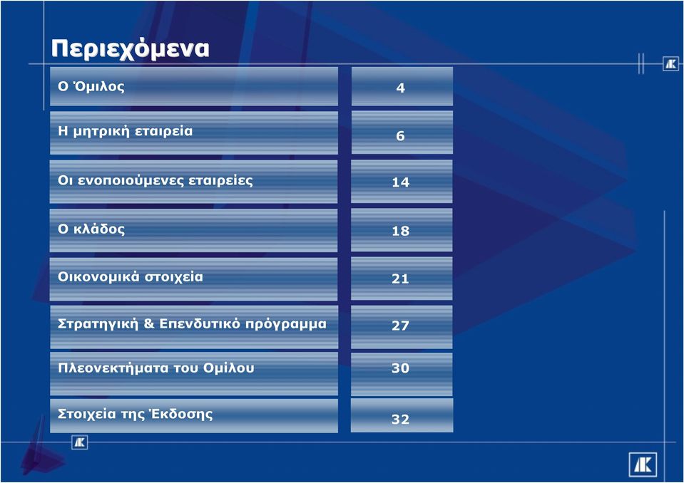 στοιχεία 21 Στρατηγική & Επενδυτικό πρόγραμμα 27