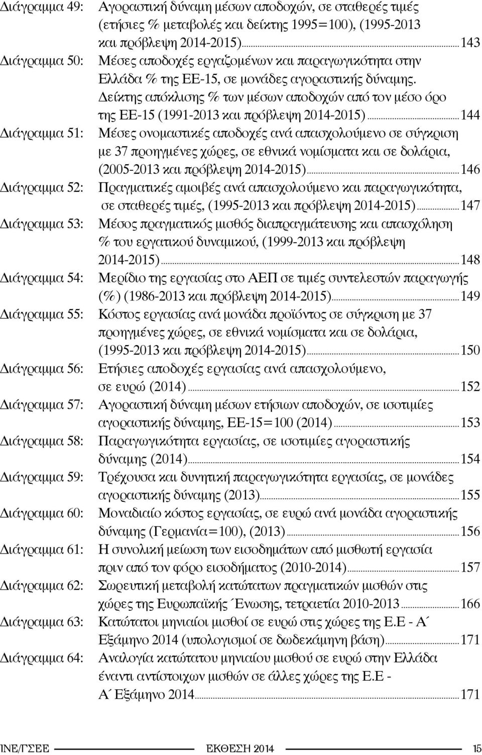 Δείκτης απόκλισης % των μέσων αποδοχών από τον μέσο όρο της ΕΕ-15 (1991-2013 και πρόβλεψη 2014-2015).