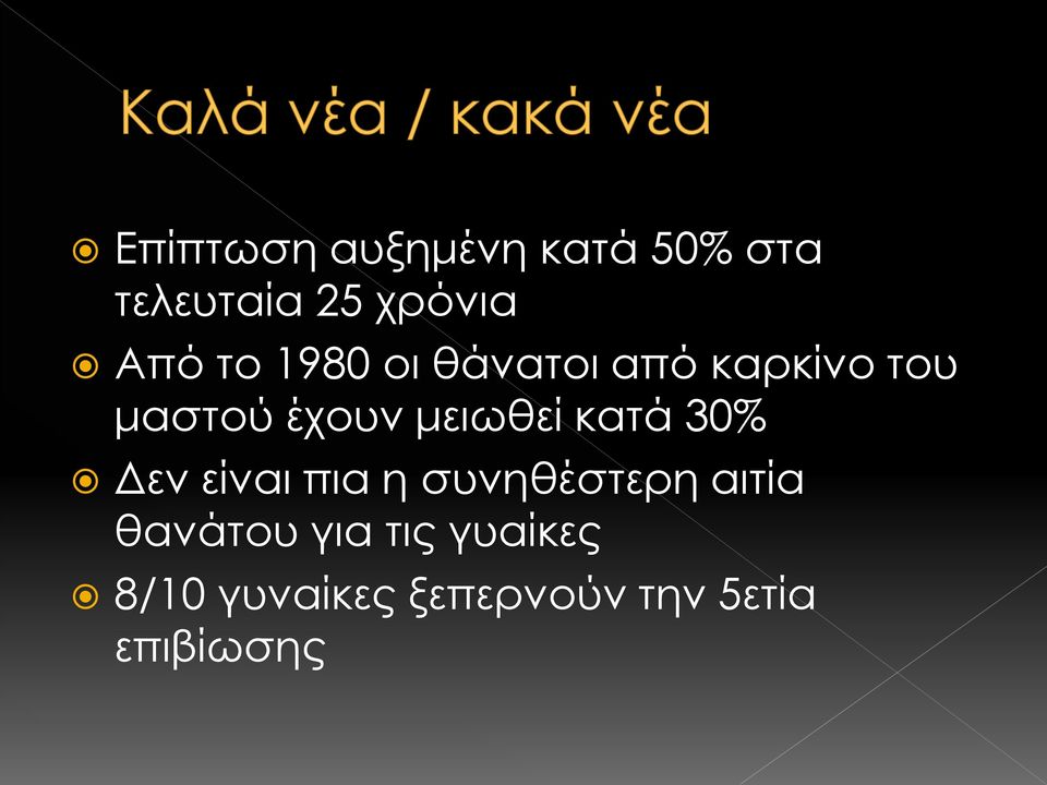 κατά 30% Δεν είναι πια η συνηθέστερη αιτία θανάτου για