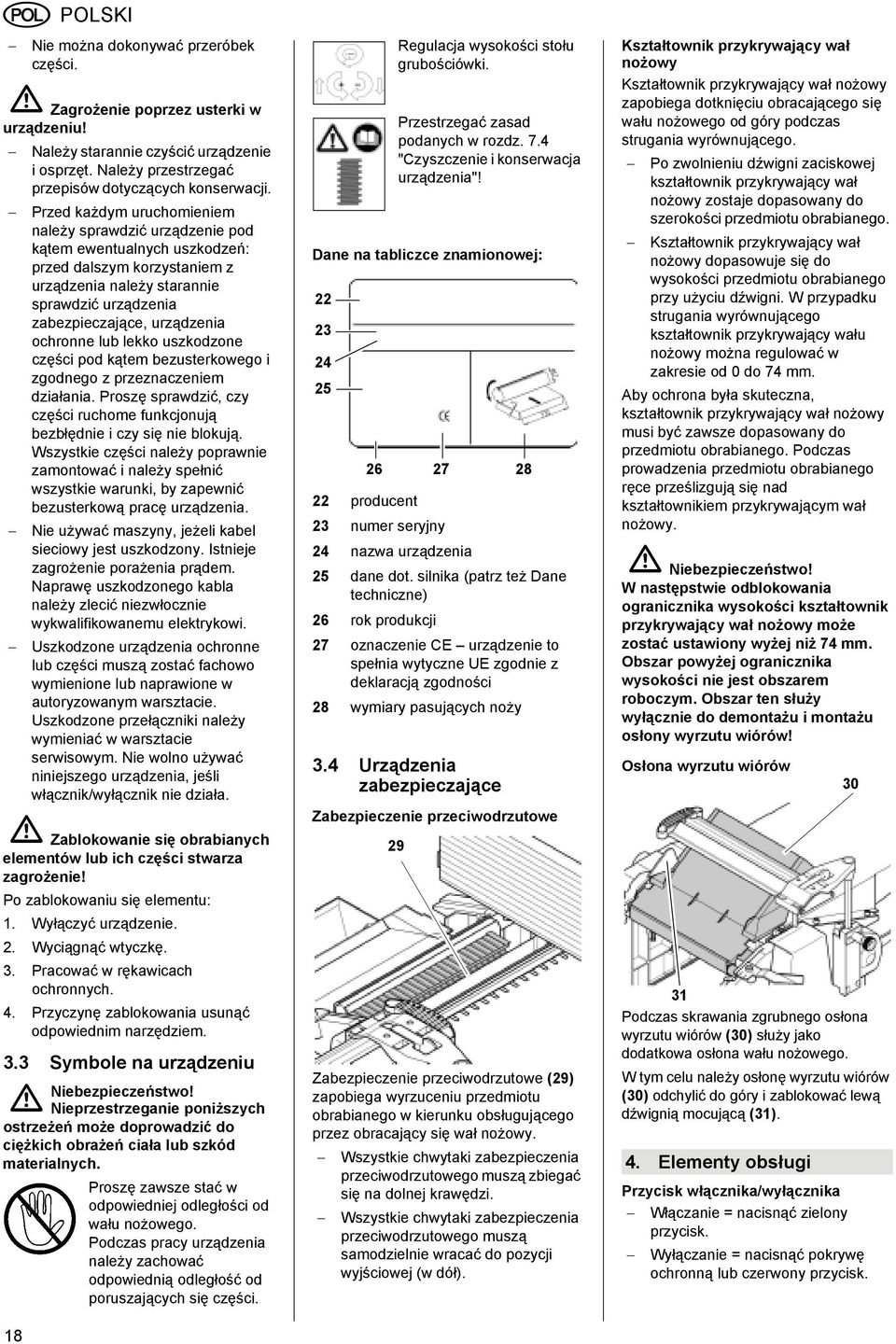 ochronne lub lekko uszkodzone części pod kątem bezusterkowego i zgodnego z przeznaczeniem działania. Proszę sprawdzić, czy części ruchome funkcjonują bezbłędnie i czy się nie blokują.