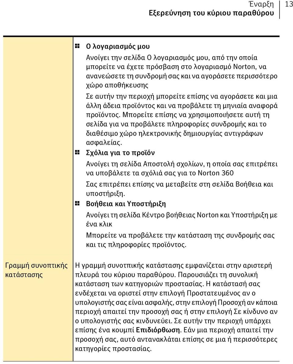 Μπορείτε επίσης να χρησιμοποιήσετε αυτή τη σελίδα για να προβάλετε πληροφορίες συνδρομής και το διαθέσιμο χώρο ηλεκτρονικής δημιουργίας αντιγράφων ασφαλείας.