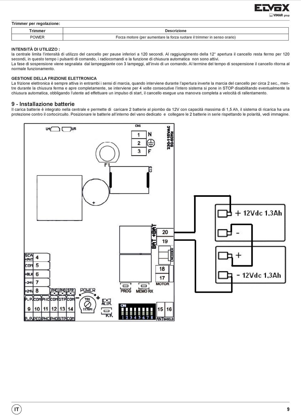 Al raggiungimento della apertura il cancello resta fermo per 0 secondi, in questo tempo i pulsanti di comando, i radiocomandi e la funzione di chiusura automatica non sono attivi.