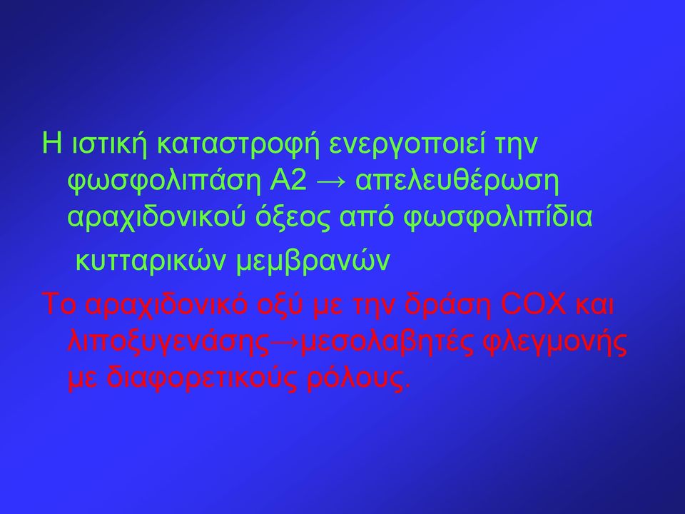 κυτταρικών μεμβρανών Το αραχιδονικό οξύ με την δράση