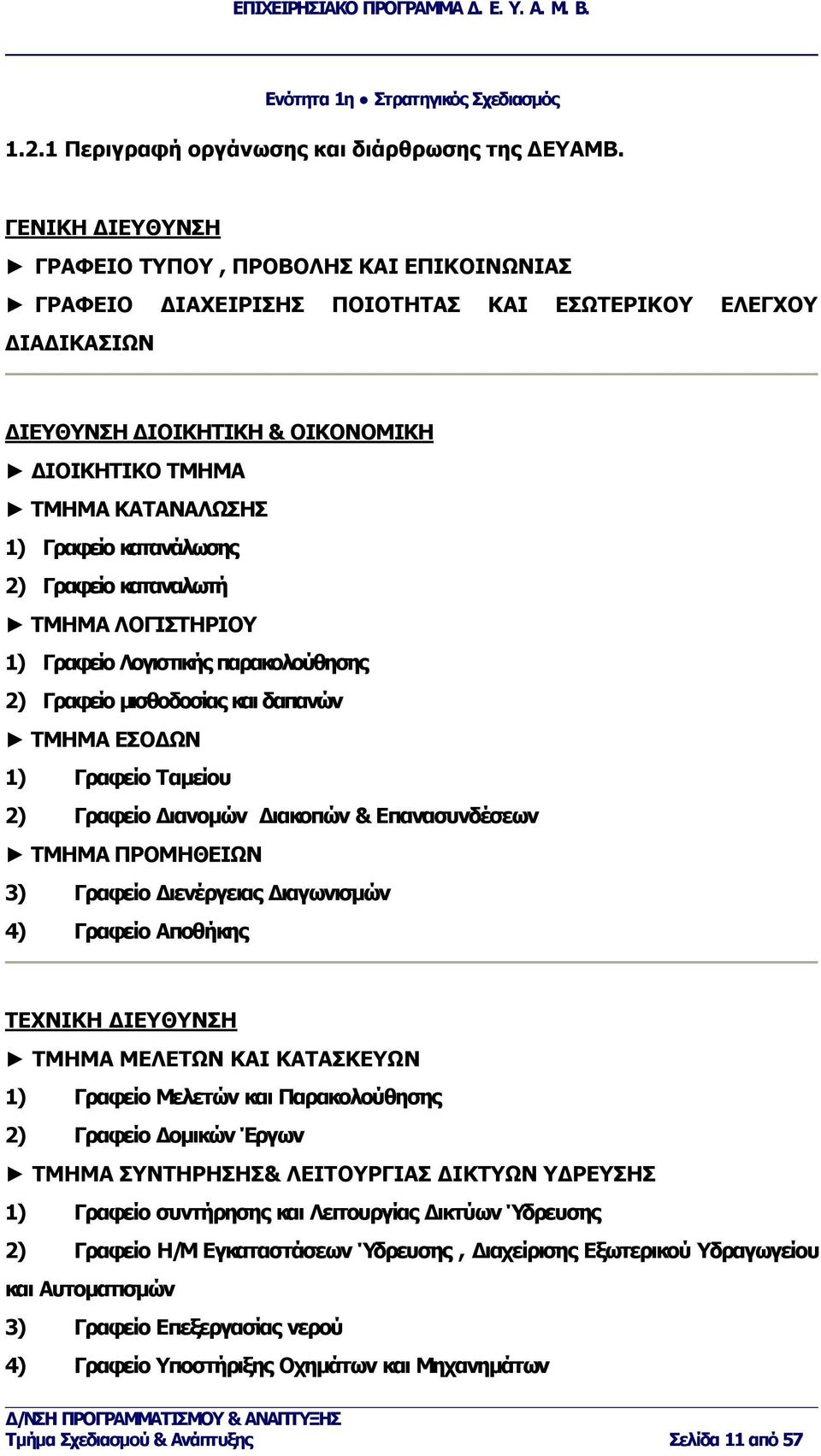 Γραφείο κατανάλωσης 2) Γραφείο καταναλωτή ΤΜΗΜΑ ΛΟΓΙΣΤΗΡΙΟΥ 1) Γραφείο Λογιστικής παρακολούθησης 2) Γραφείο μισθοδοσίας και δαπανών ΤΜΗΜΑ ΕΣΟΔΩΝ 1) Γραφείο Ταμείου 2) Γραφείο Διανομών Διακοπών &