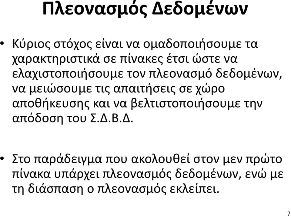 αποθήκευσης και να βελτιστοποιήσουμε την απόδοση του Σ.Δ.