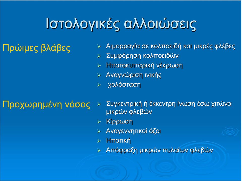 Αναγνώριση ινικής χολόσταση Συγκεντρική ή έκκεντρη ίνωση έσω χιτώνα