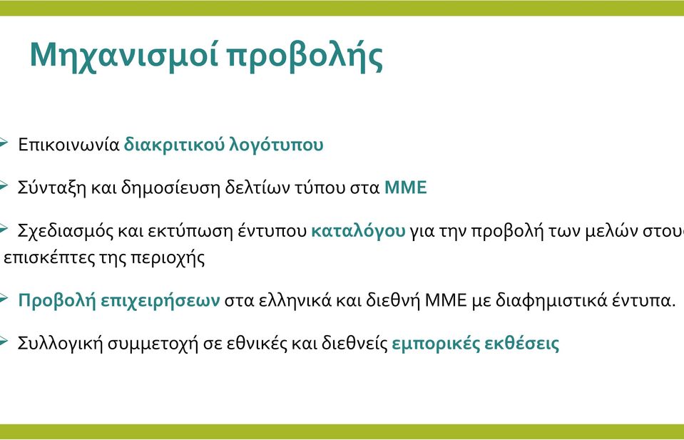 των μελών στους επισκέπτες της περιοχής Προβολή επιχειρήσεων στα ελληνικά και