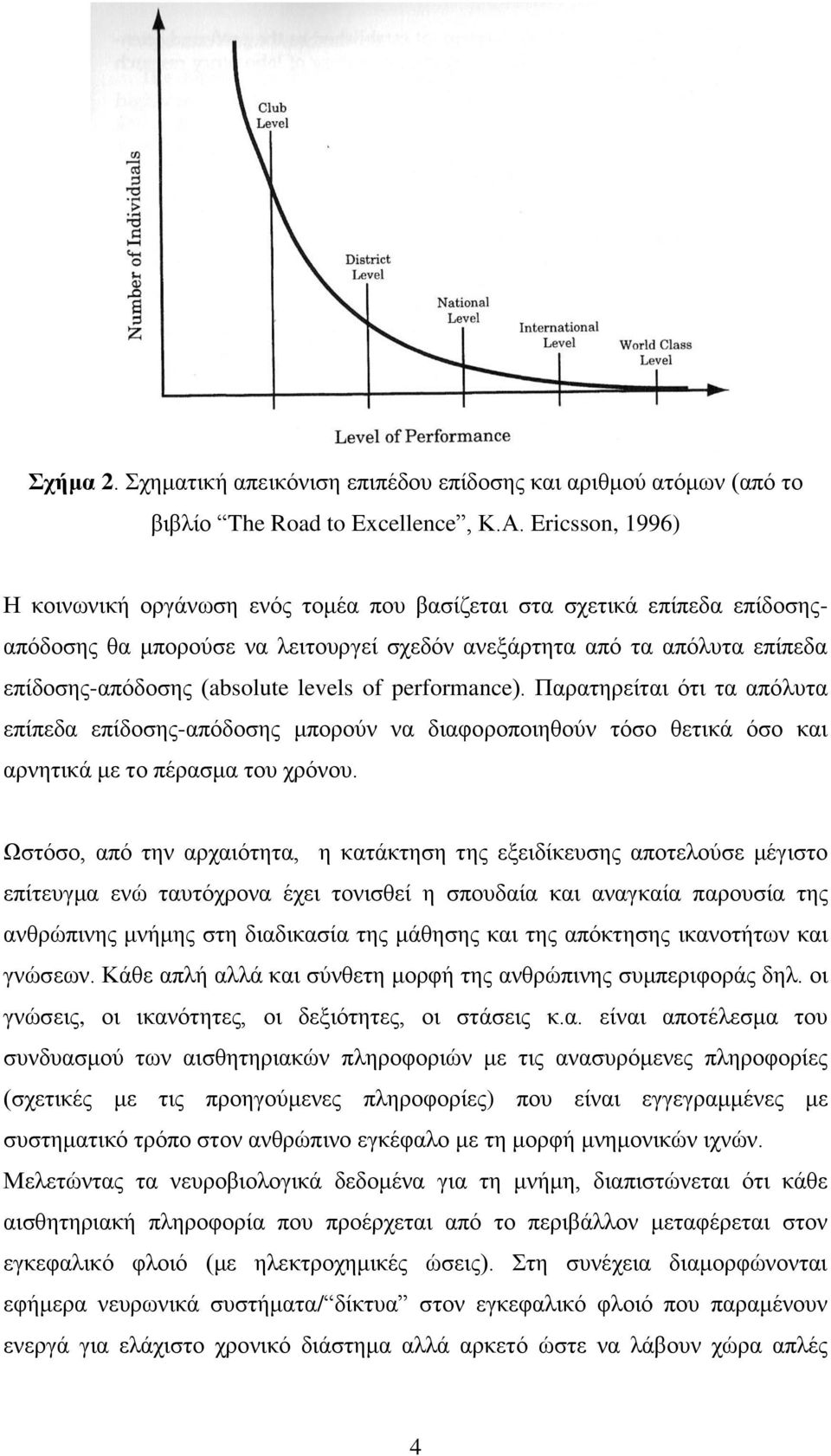 levels of performance). Παρατηρείται ότι τα απόλυτα επίπεδα επίδοσης-απόδοσης μπορούν να διαφοροποιηθούν τόσο θετικά όσο και αρνητικά με το πέρασμα του χρόνου.