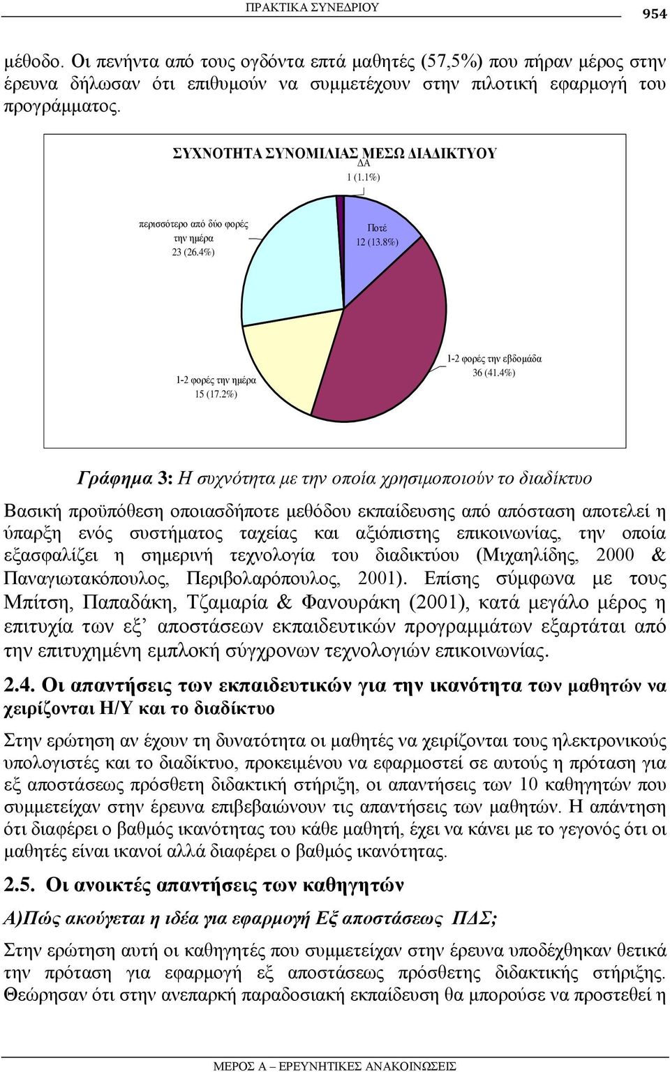 4%) Γπάθημα 3: Η ζπρλόηεηα κε ηελ νπνία ρξεζηκνπνηνύλ ην δηαδίθηπν Βαζηθή πξνϋπόζεζε νπνηαζδήπνηε κεζόδνπ εθπαίδεπζεο από απόζηαζε απνηειεί ε ύπαξμε ελόο ζπζηήκαηνο ηαρείαο θαη αμηόπηζηεο