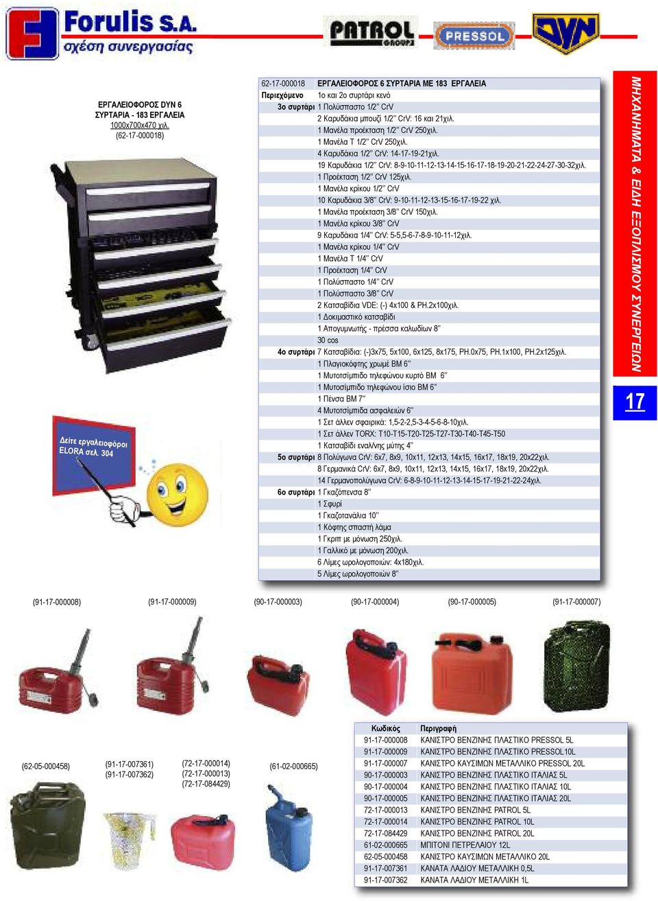 1 Μανέλα προέκταση 1/2 CrV 250χιλ. 1 Μανέλα Τ 1/2 CrV 250χιλ. 4 Καρυδάκια 1/2 CrV: 14-17-19-21χιλ. 19 Καρυδάκια 1/2 CrV: 8-9-10-11-12-13-14-15-16-17-18-19-20-21-22-24-27-30-32χιλ.