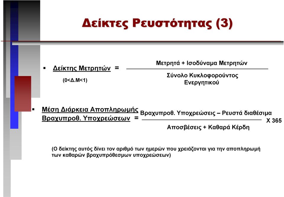 Αποπληρωµής Βραχυπροθ. Υποχρεώσεων Βραχυπροθ.