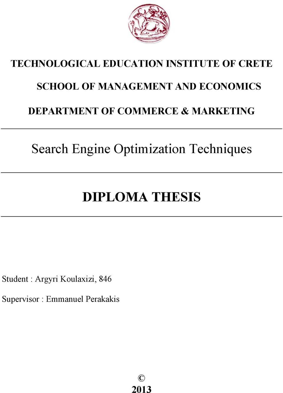 MARKETING Search Engine Optimization Techniques DIPLOMA