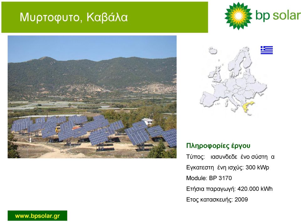 Εγκατεστημένη ισχύς: 300 kwp