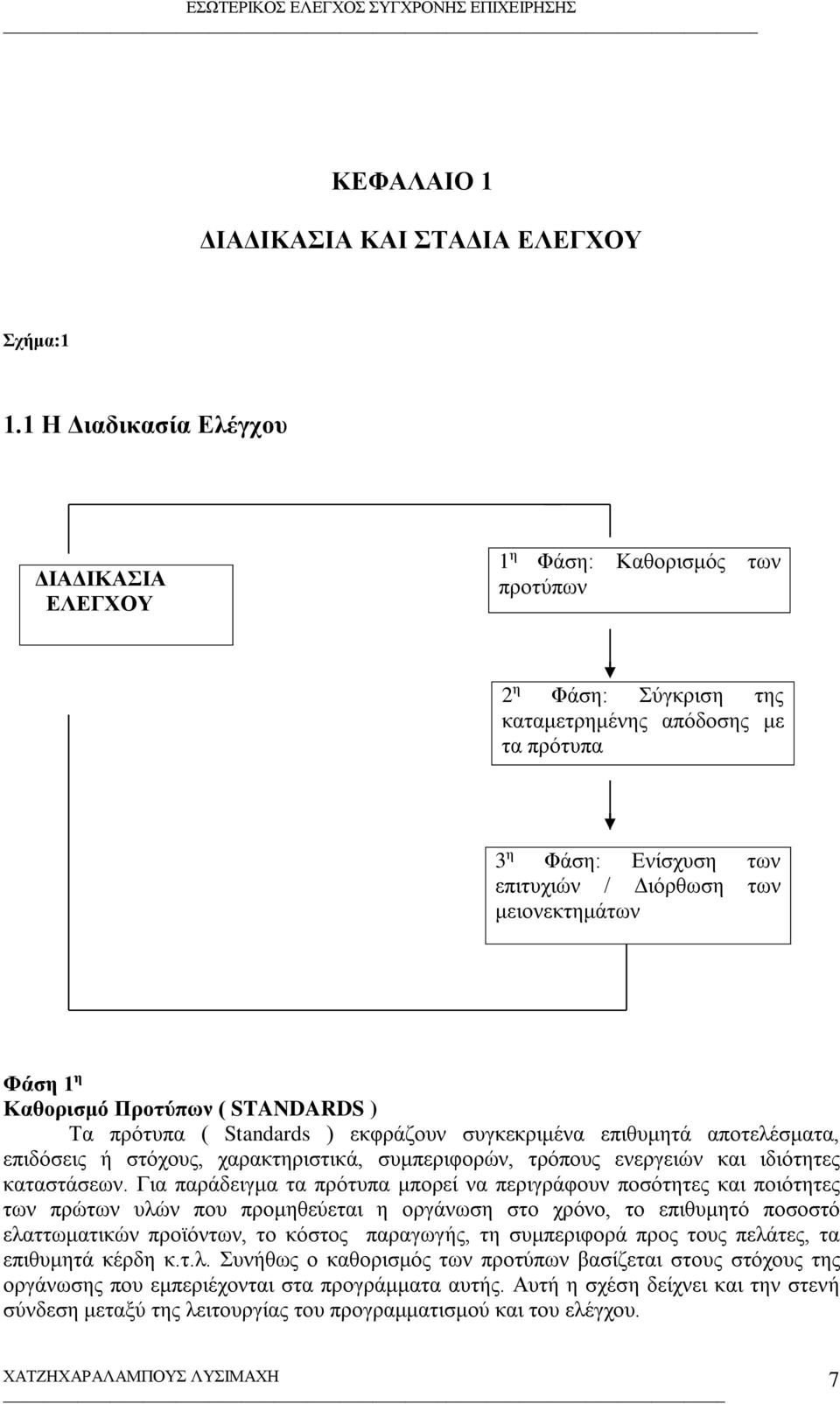 Φάση 1 η Καθορισμό Προτύπων ( STANDARDS ) Τα πρότυπα ( Standards ) εκφράζουν συγκεκριμένα επιθυμητά αποτελέσματα, επιδόσεις ή στόχους, χαρακτηριστικά, συμπεριφορών, τρόπους ενεργειών και ιδιότητες