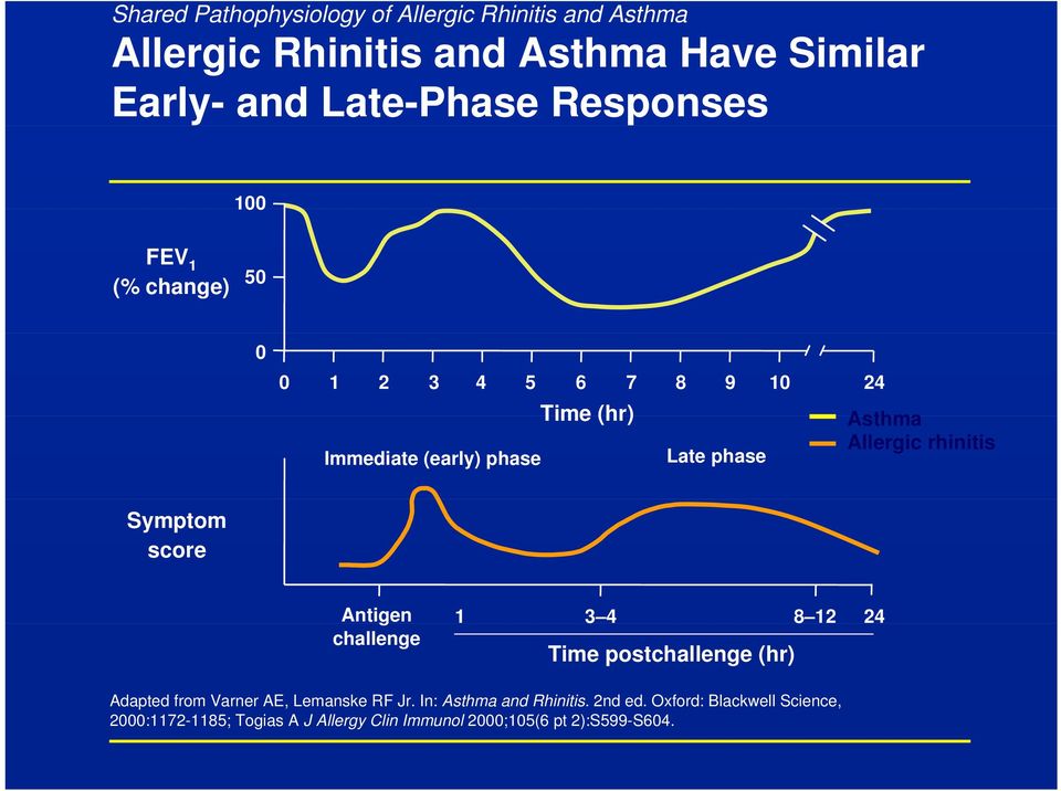 rhinitis Symptom score Antigen challenge 1 3 4 8 12 24 Time postchallenge (hr) Adapted from Varner AE, Lemanske RF Jr.