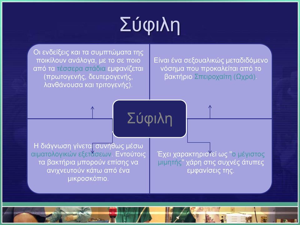 Είναι ένα σεξουαλικώς μεταδιδόμενο νόσημα που προκαλείται από το βακτήριο Σπειροχαίτη (Ωχρά).