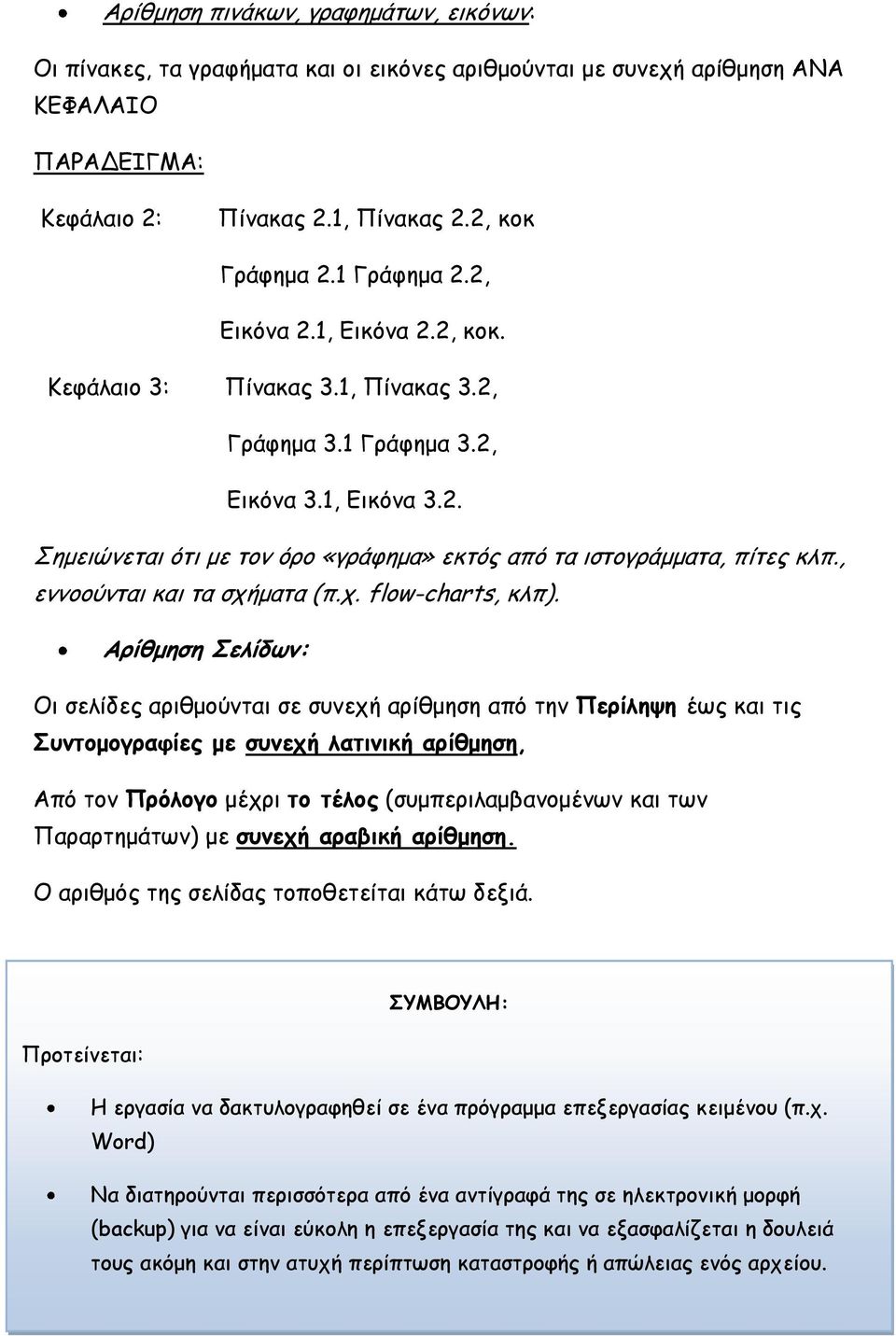 , εννοούνται και τα σχήματα (π.χ. flow-charts, κλπ).