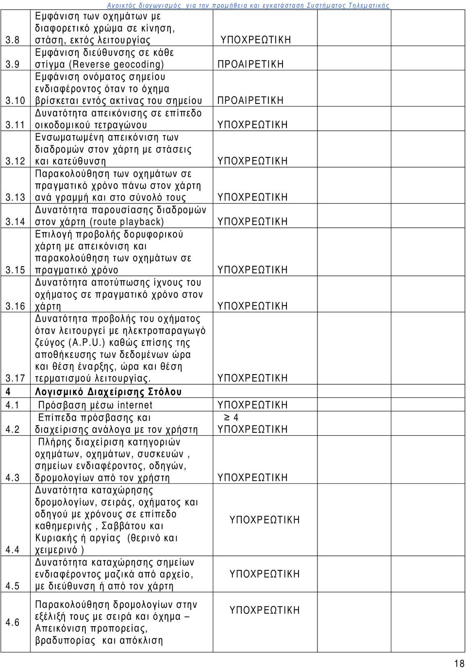 12 Ενσωματωμένη απεικόνιση των διαδρομών στον χάρτη με στάσεις και κατεύθυνση 3.13 Παρακολούθηση των οχημάτων σε πραγματικό χρόνο πάνω στον χάρτη ανά γραμμή και στο σύνολό τους 3.