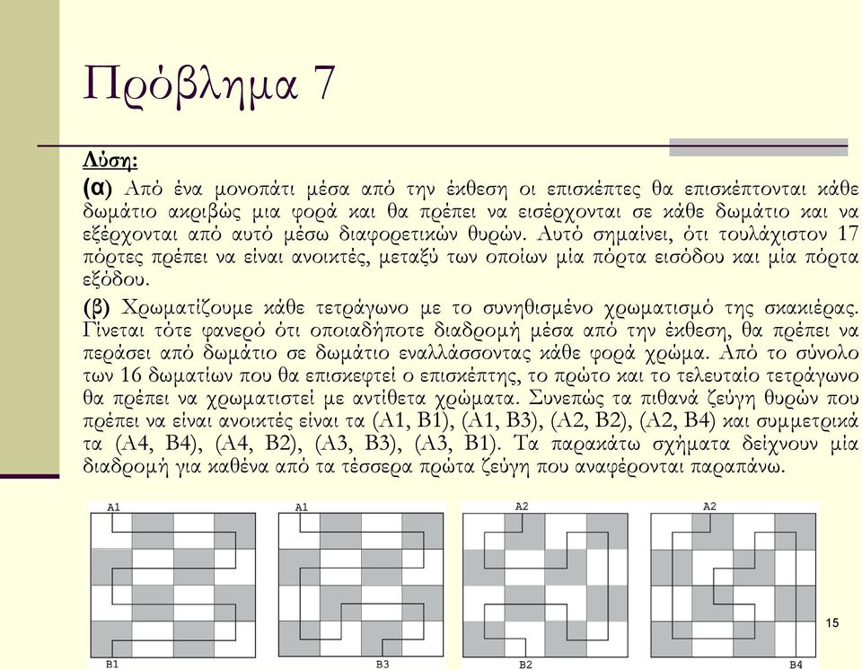 (β) Χρωματίζουμε κάθε τετράγωνο με το συνηθισμένο χρωματισμό της σκακιέρας.