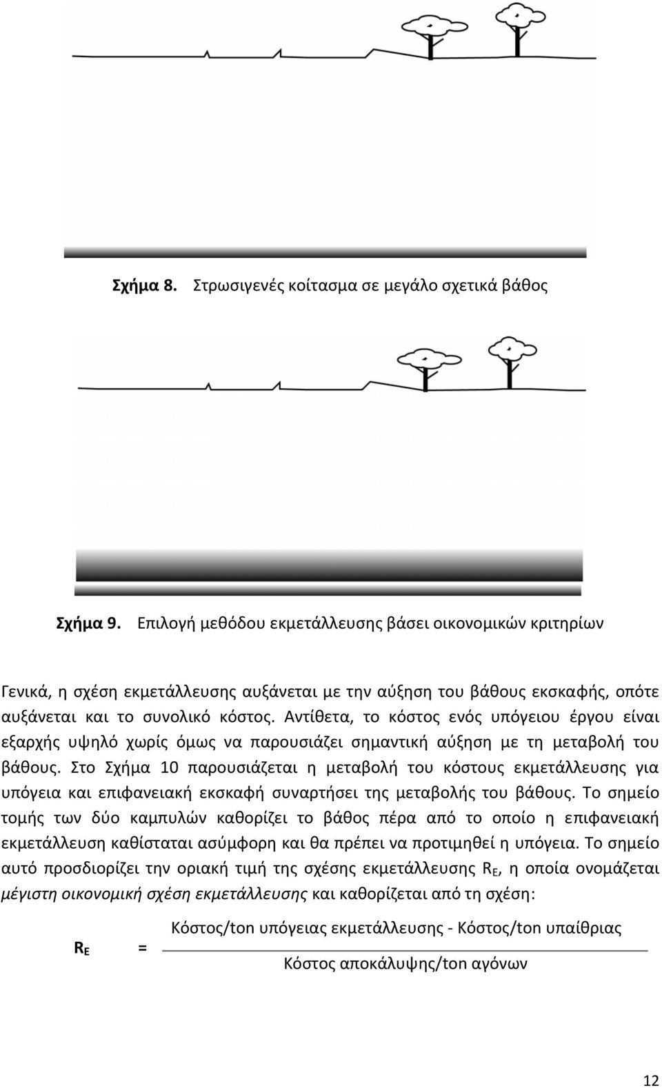 Αντίθετα, το κόστος ενός υπόγειου έργου είναι εξαρχής υψηλό χωρίς όμως να παρουσιάζει σημαντική αύξηση με τη μεταβολή του βάθους.