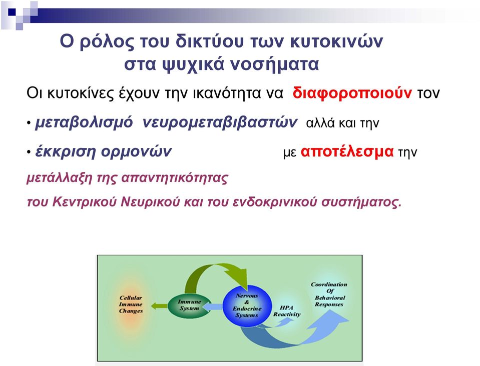 νευρομεταβιβαστών αλλά και την έκκριση ορμονών με αποτέλεσμα την