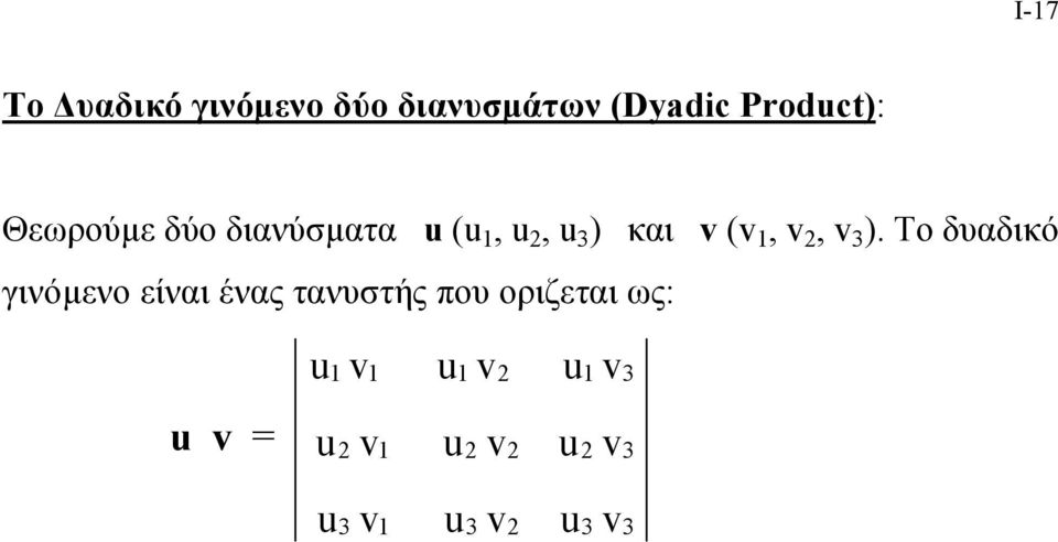 ). Το δυαδικό γινόµενο είναι ένας ανυσής που οριζεαι ως: v u v