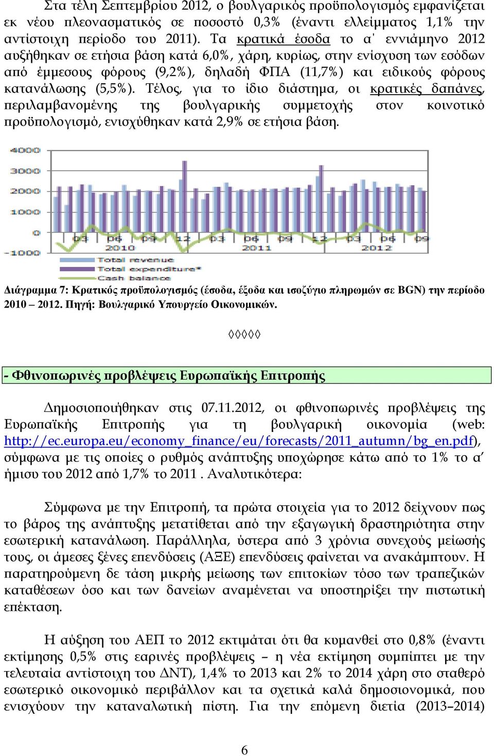 Τέλος, για το ίδιο διάστημα, οι κρατικές δαπάνες, περιλαμβανομένης της βουλγαρικής συμμετοχής στον κοινοτικό προϋπολογισμό, ενισχύθηκαν κατά 2,9% σε ετήσια βάση.