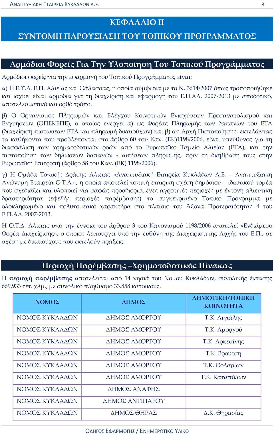 Υ.Δ. Ε.Π. Αλιείας και Θάλασσας, η οποία σύμφωνα με το Ν. 3614/2007 όπως τροποποιήθηκε και ισχύει είναι αρμόδια για τη διαχείριση και εφαρμογή του Ε.Π.ΑΛ.