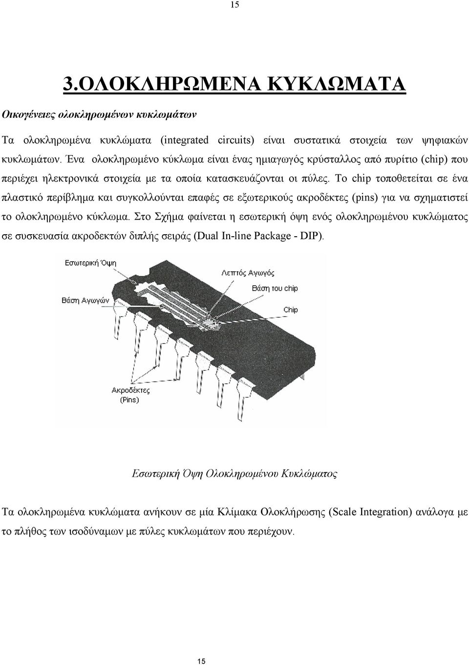 Το chip τοποθετείται σε ένα πλαστικό περίβλημα και συγκολλούνται επαφές σε εξωτερικούς ακροδέκτες (pins) για να σχηματιστεί το ολοκληρωμένο κύκλωμα.