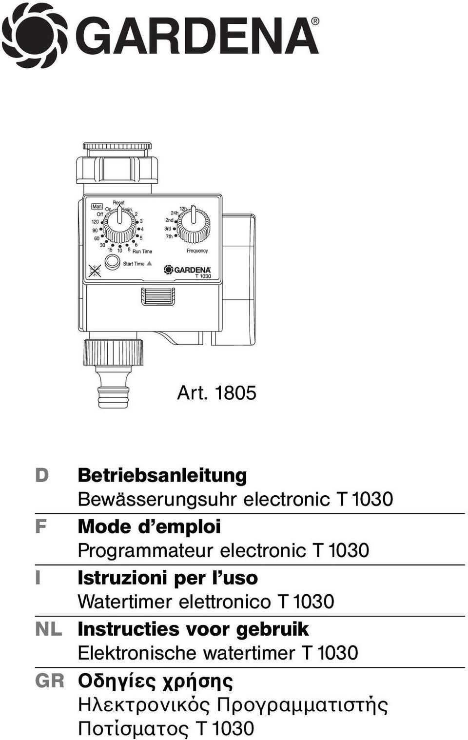 Programmateur electronic T 1030 I Istruzioni per l uso Watertimer