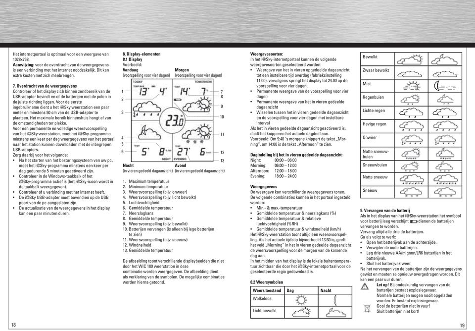 Overdracht van de weergegevens Controleer of het display zich binnen zendbereik van de USB-adapter bevindt en of de batterijen met de polen in de juiste richting liggen.