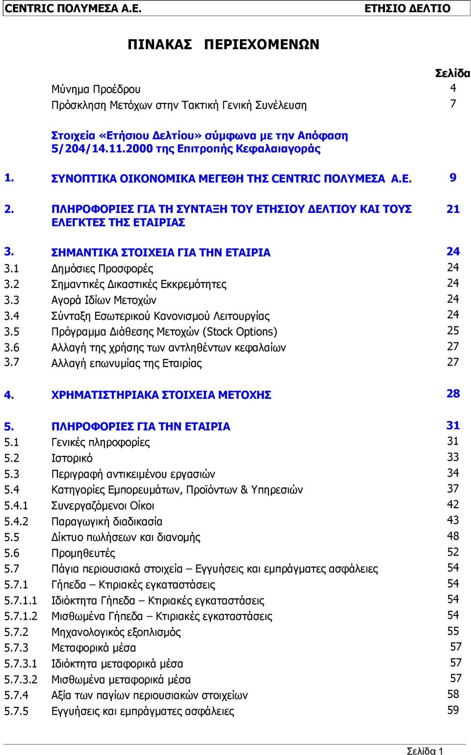 1 Δημόσιες Προσφορές 24 3.2 Σημαντικές Δικαστικές Εκκρεμότητες 24 3.3 Αγορά Ιδίων Μετοχών 24 3.4 Σύνταξη Εσωτερικού Κανονισμού Λειτουργίας 24 3.5 Πρόγραμμα Διάθεσης Μετοχών (Stock Options) 25 3.